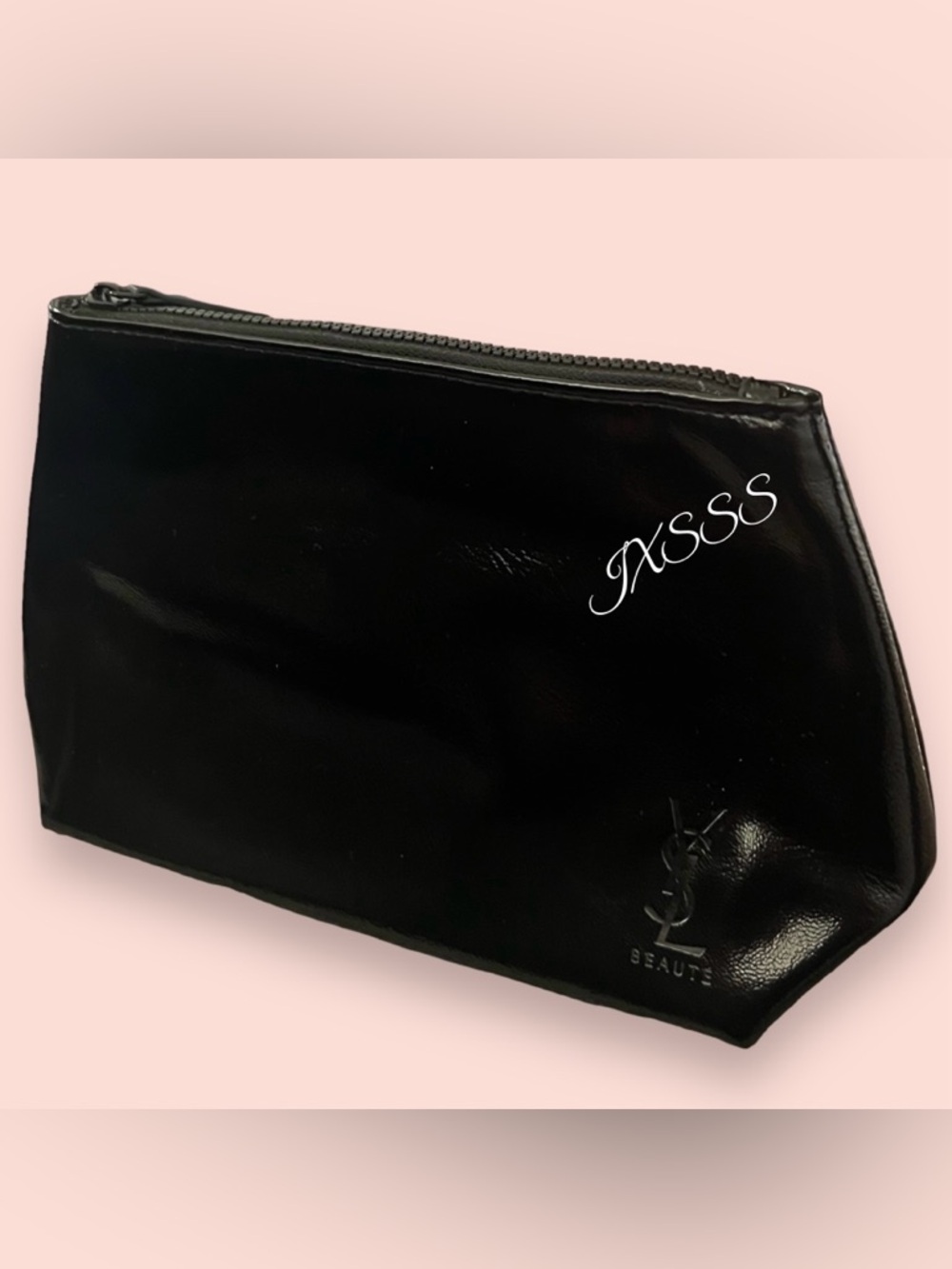 Black (Faux-Leather) YSL Beauty (Yves Saint Laurent) Cosmetic-Makeup Bag